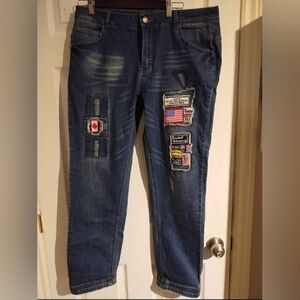 Simon Chang Patchwork Dark Blue Jeans